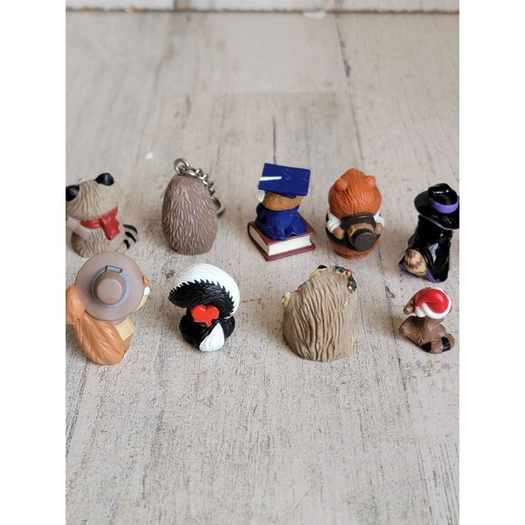 Miniature friends of forest raccoons squirrel Hedgehog owl unique set figure - Picture 9 of 12